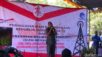 Bupati Alor Amon Djabo memberikan kata sambutan. Foto: Adi Fida Rachman/detikINET