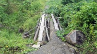 Pemandangan yang sering ditemui di desa Dadap Kusan Raya, Kalimantan Selatan. Jalan putus sehingga petugas PLN harus menggotong tiang secara manual. (dok. PLN Kalselteng)