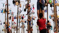 Fakta warisan kolonial Belanda itu membuat panjat pinang pernah jadi kontroversi.  ( Grandyos Zafna)