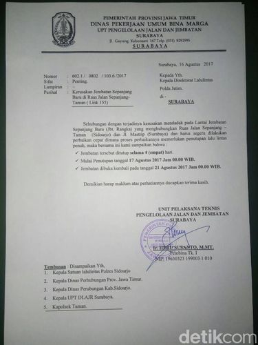 Edaran penutupan jalan/
