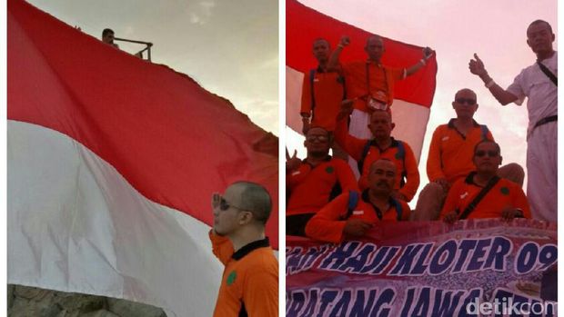 Bendera Merah Putih berkibar di Gua Hira