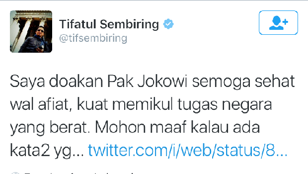 Kembali Doakan Jokowi, Tifatul: Maaf Jika Ada yang Kurang Berkenan
