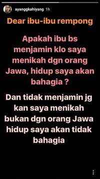 Pesan Kahiyang untuk Ibu-ibu Rempong yang Suruh Cari Suami Jawa