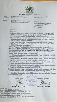 Sah! Golkar Usung Tengku Erry-Ngogesa Sitepu di Pilgub Sumut
