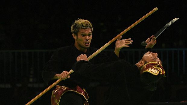 Hendy dan Yolla Primadona saat tampild i final pencak silat SEA Games 2017 Kuala Lumpur, Kamis (24/8/2017). 