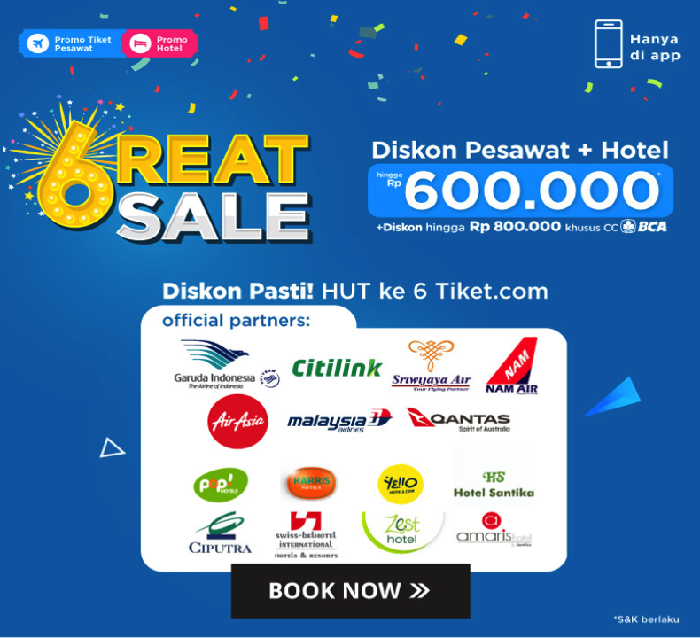 Ulang Tahun ke-6, Tiket.com Adakan Great Sale Liburan
