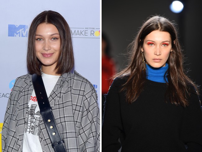 Bella Hadid, dari panjang bergelombang jadi bob pendek. Foto: Getty Images
