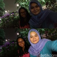 Foto dengan kamera depan sebelum dan sesudah menggunakan Led Dual Flash