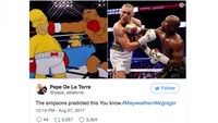 Film kartun The Simpson dimirip-miripkan dengan kejadian di atas ring dalam dual Mayweather lawan McGregor. (Foto: Screenshot Twitter)