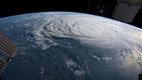 Badai Harvey yang tergambar di lepas pantai Texas. (Dok. NASA via Reuters)