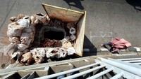 Galian kabel tampak menganga di pinggir jalan.