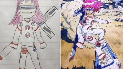 Keren! Coretan Ulang Ayah dari Gambar Karya Anaknya