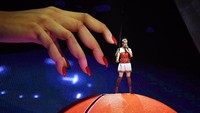 Tata panggung yang dibuat juga semuanya tentang basket. Foto: Kevin Winter/Getty Images