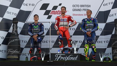 Dovizioso Diapit Vinales dan Rossi di Podium Silverstone