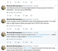 Tweet @MustofaNahra soal saracen. 