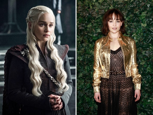 Ibu dari para naga, Daenerys Targaryen identik dengan rambut putih panjangnya yang ikonik. Di kehidupan nyata, Emilia Clarke pemeran Daenerys justru memiliki rambut coklat dan pendek.  