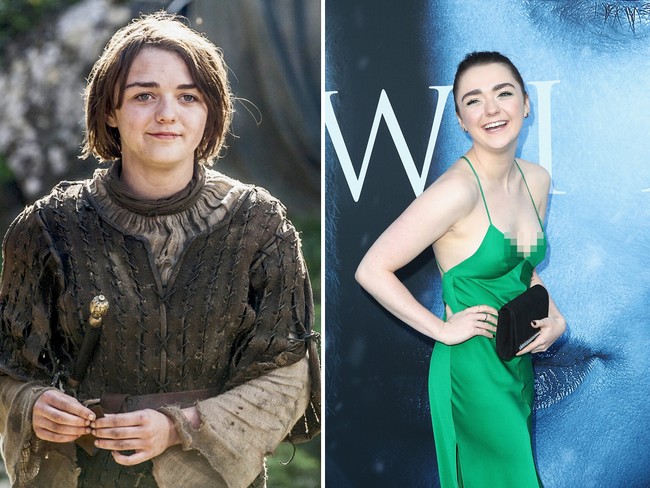 Si tomboi Arya Stark yang jago bermain pedang, berbeda jauh dengan kehdiupan nyata Maisie Williams yang justru senang pakai makeup dan gaun cantik di karpet merah.