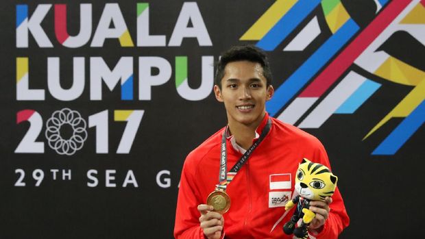 Jonatan Christie mendapatkan dua emas dari bulutangkis tunggal putra dan beregu putra. 