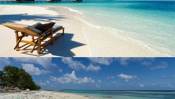 Harapannya bisa santai sambil menikmati keindahan laut di Maldives, kenyataannya pasir penuh sampah. (Foto: boredpanda)
