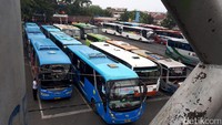 Hanya terlihat sejumlah bus yang terparkir. Namun, tidak terlihat aktivitas mencolok dari para penumpang.