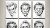 Sembilan potret Jim Carrey dibuat hitam-putih. Foto: Vince Low/ Pribadi