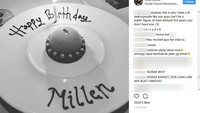 Millendaru sempat mengunggah kue ulang tahunnya dan mendapatkan doa serta ucapan selamat sebelum heboh video tak senonohnya beredar. (Dok. Instagram/millencyrus)