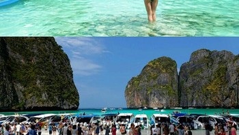 Harapannya bisa menikmati pantai yang sepi dari keramaian orang-orang di Thailand, kenyataannya banyak orang yang juga datang ke pantai. (Foto: boredpanda)