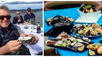 Suka air? Freycinet Marine Oyster Farm, Tasmania tawarkan pengalaman bersantap di air. Tiram segar dari peternakkan tiram sudah menunggu disantap di sini. Foto: Istimewa
