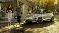 Kesan racy hadir dari bagian samping mobil ini. Electric concept ini memiliki handle pintu yang tertanam di pintunya serta dilengkapi pelek 19 inci dan side skirt fibeerglass. Dok. MINI.