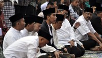 Sebelum salat Id, Jokowi sempat menyampaikan sambutan. Dia bicara soal keberagaman di RI (Foto: Syahdan Alamsyah/detikcom)