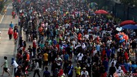 Penampakan ribuan warga Jakarta memenuhi kawasan hari bebas kendaraan, Minggu (3/9/2017).