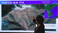 Uji coba nuklir Korut ini sempat memicu gempa bumi yang dirasakan kuat di Jepang, Korsel dan China. Foto: AFP PHOTO/JUNG Yeon-Je