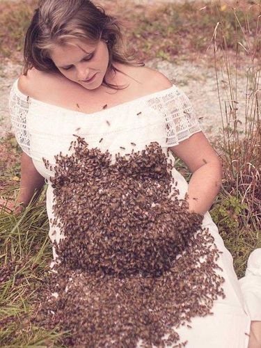 Mengerikan, Wanita Ini Foto Hamil Bersama 20 Ribu Lebah