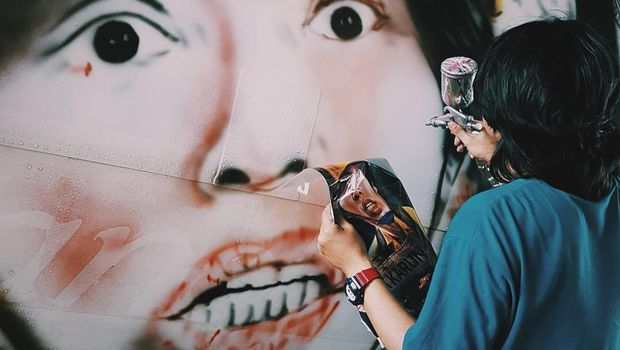 Ini Bagian Tersulitt saat Bikin Mural Pesawat