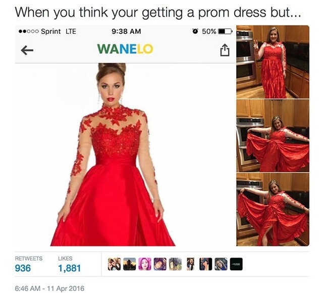 Sebaiknya jangan pesan baju prom di situs online yang kurang terpercaya jika tidak mau seperti ini.