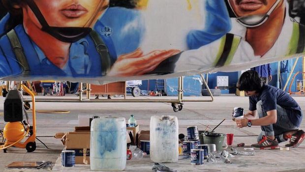 Ini Bagian Tersulitt saat Bikin Mural Pesawat