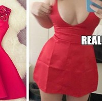 Kasihan, wanita ini mengimpikan dress merah yang seksi dan menggoda tapi malah dapat yang kesannya murahan.