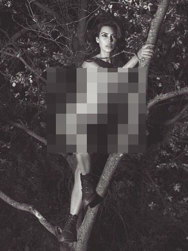 Kim Kardashian Manjat Pohon Tanpa Busana, Netizen Sebut Mirip Monyet 