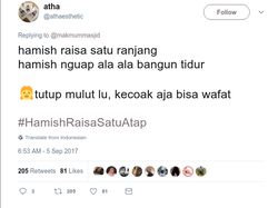 Cuitan Kocak Netizen #HamishRaisaSatuAtap
