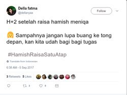 Cuitan Kocak Netizen #HamishRaisaSatuAtap