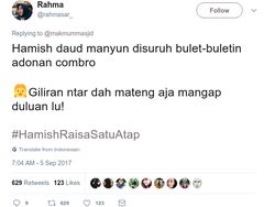Cuitan Kocak Netizen #HamishRaisaSatuAtap