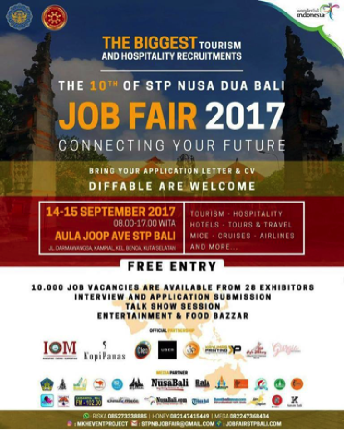 Dukung Pariwisata Indonesia, STP Nusa Dua Bali Gelar Job Fair