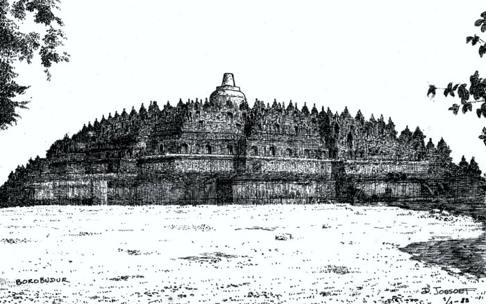 Sketsa Pemugaran Candi Borobudur 1983