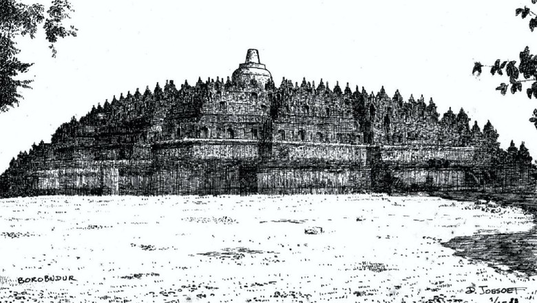 Sketsa Pemugaran Candi Borobudur 1983