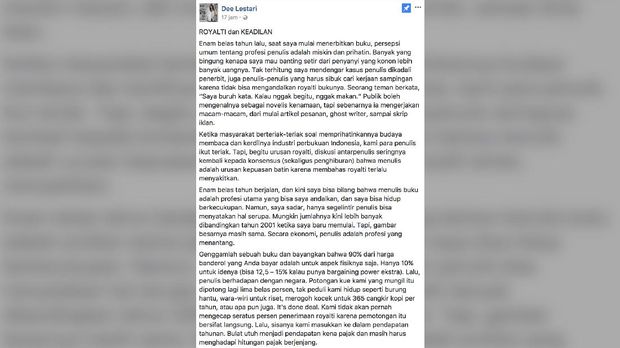 Curhat Dee soal Jatuh Bangun Penulis di 'Kubangan' Pajak