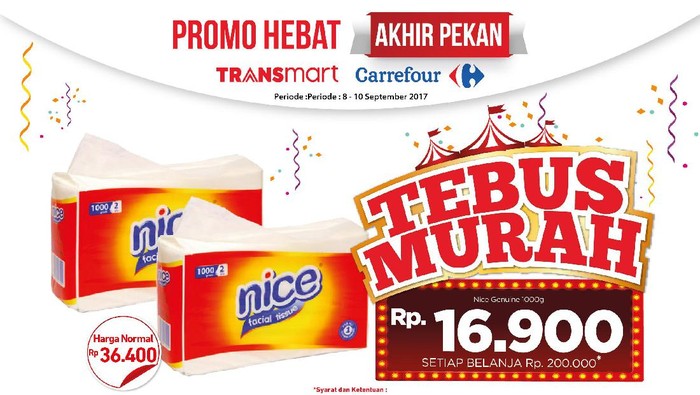 Tebus Murah Tissue Nice di Promo Akhir Pekan Transmart dan Carrefour