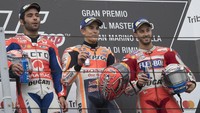 Podium MotoGP San Marino 2017: Marc Marquez, Danilo Petrucci, Andrea Dovizioso. (Photo by Mirco Lazzari gp/Getty Images)