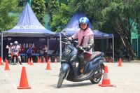 Yamaha Fino Grande digunakan dalam praktik Yamaha Goes to School Safety Riding Competition (Foto: Yamaha)