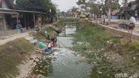 Sungai yang surut dan kotor. Kebutuhan lain seperti mandi atau untuk minum, warga setiap hari membeli air galonan. (Bahtiar Rivai/detikcom)