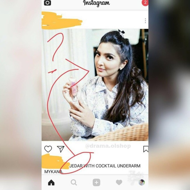 Penjual ini ingin menjual barang yang di-endorse oleh artis. Sayangnya sepertinya dia kurang hapal wajah selebriti. Foto: Instagram Drama Olshop